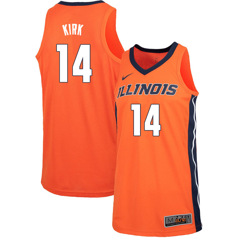 Men #14 Walt Kirk Illinois Fighting Illini College Basketball Jerseys Sale-Orange